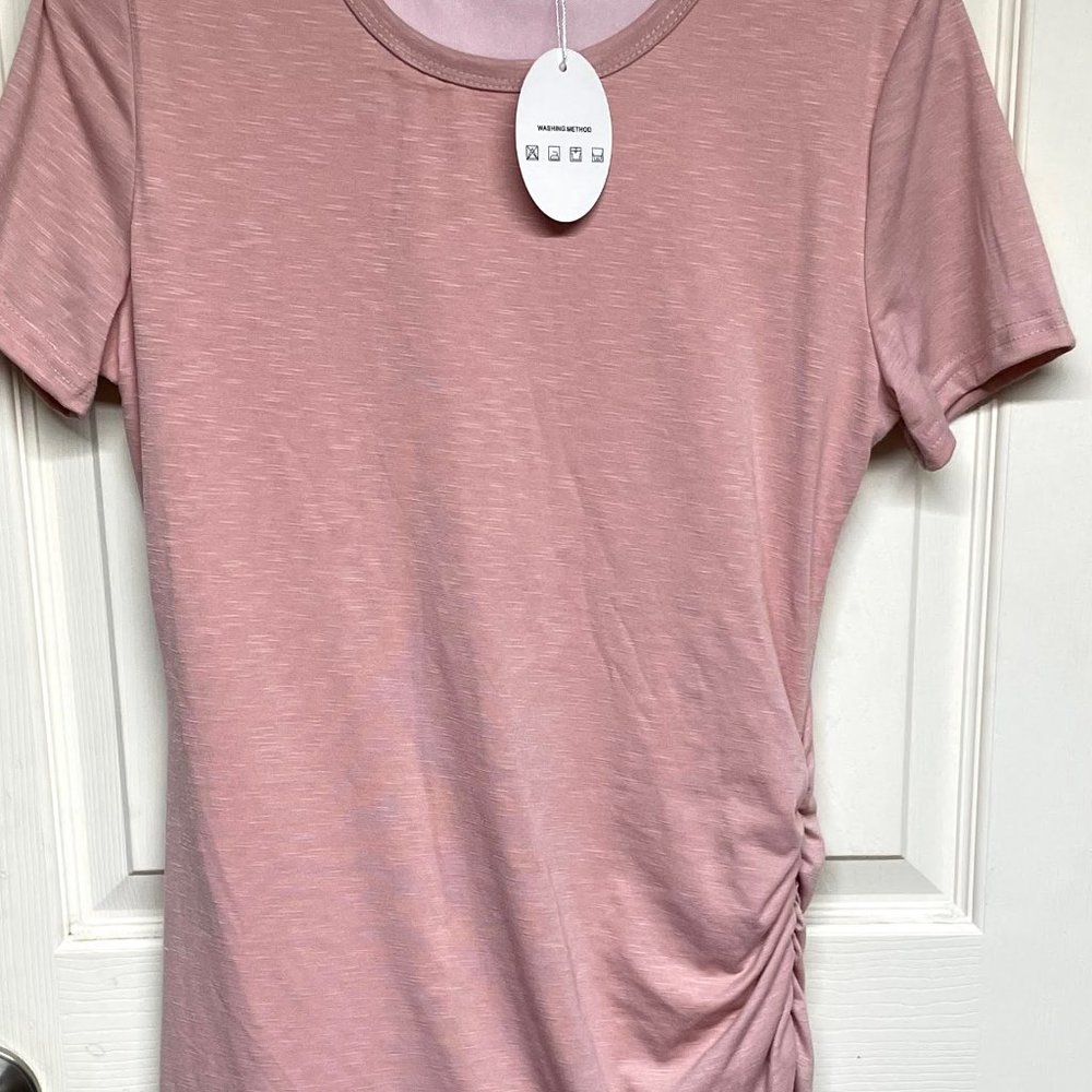 Pink T shirt ruched dress Size Medium